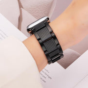 For Apple Watch 46mm / 49mm / 45mm / 44mm Wave Thread 3-bead Stainless Steel Watch Band(Black)