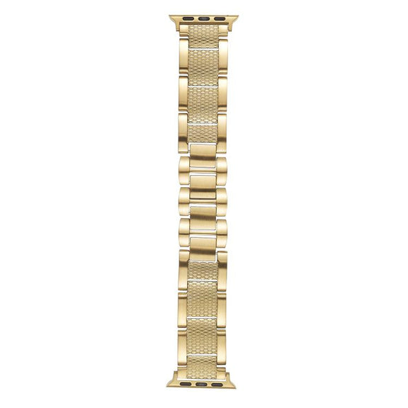 For Apple Watch 46mm / 49mm / 45mm / 44mm Wave Thread 3-bead Stainless Steel Watch Band(Gold)