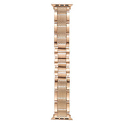 For Apple Watch 42mm / 41mm / 40mm / 38mm Wave Thread 3-bead Stainless Steel Watch Band(Rose Gold)