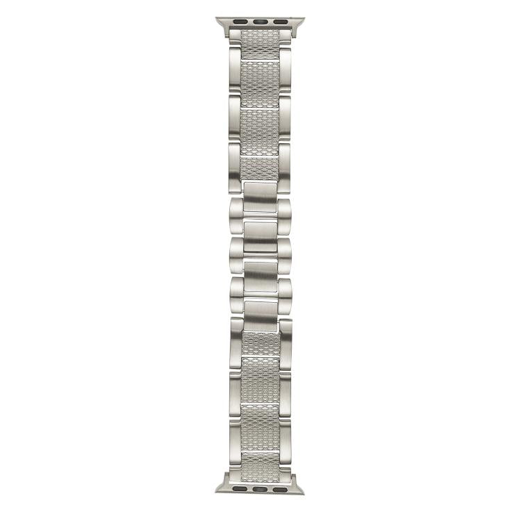 For Apple Watch 42mm / 41mm / 40mm / 38mm Wave Thread 3-bead Stainless Steel Watch Band(Starlight)