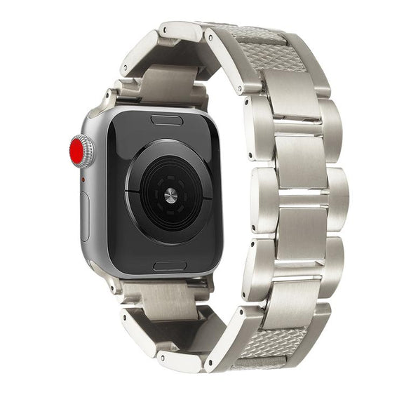 For Apple Watch 42mm / 41mm / 40mm / 38mm Wave Thread 3-bead Stainless Steel Watch Band(Starlight)