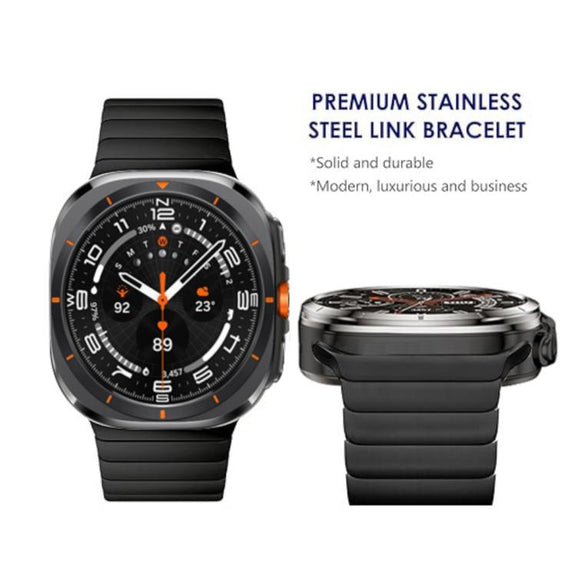 For Samsung Galaxy Watch Ultra 47mm Bamboo Norman Buckle Stainless Steel Watch Band(Black)