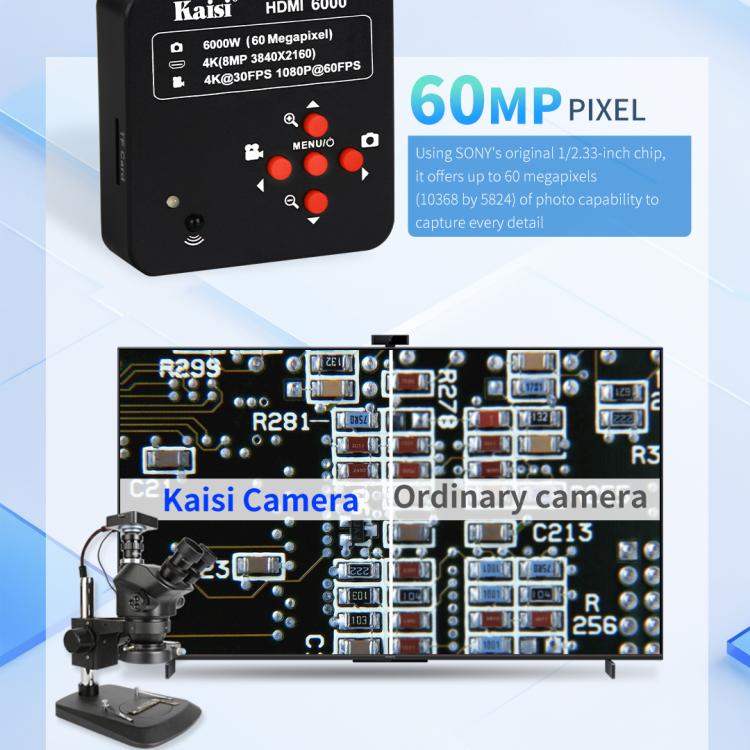 Kaisi HDMI 6000 HDMI / USB Dual Interface 60MP 4K Ultra HD Microscope Industrial Camera, Plug:EU Plug
