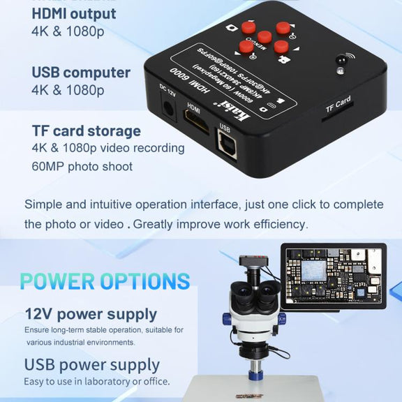 Kaisi HDMI 6000 HDMI / USB Dual Interface 60MP 4K Ultra HD Microscope Industrial Camera, Plug:EU Plug