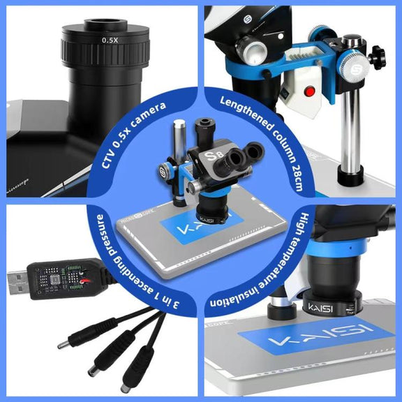Kaisi S8 6.7-52X Zoom Trinocular Stereo Microscope Set
