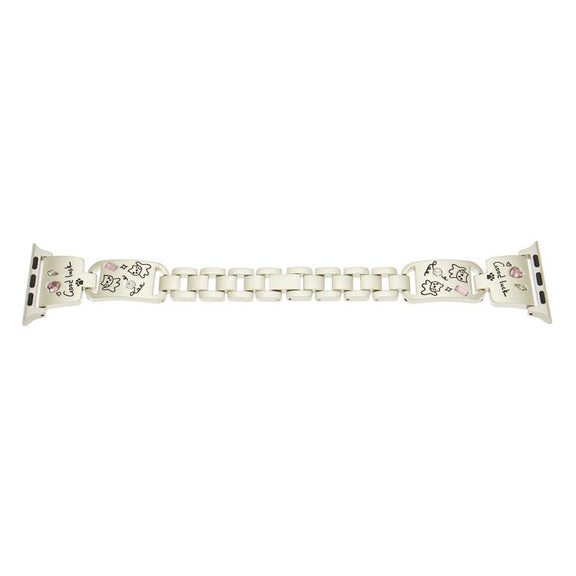 For Apple Watch 46mm / 49mm / 45mm / 44mm Colored Diamond Cat Stainless Steel Watch Band(Starlight)