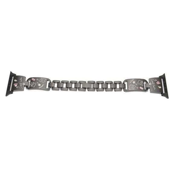 For Apple Watch 42mm / 41mm / 40mm / 38mm Colored Diamond Cat Stainless Steel Watch Band(Black)