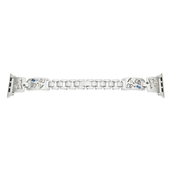 For Apple Watch 42mm / 41mm / 40mm / 38mm Colored Diamond Cat Stainless Steel Watch Band(Silver)