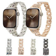 For Apple Watch 46mm / 49mm / 45mm / 44mm Colored Diamond Cat Stainless Steel Watch Band(Silver)