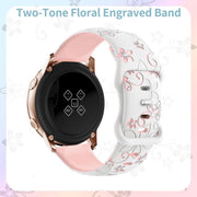 20mm Two Color Bauhinia Embossed Silicone Watch Band(White Pink)