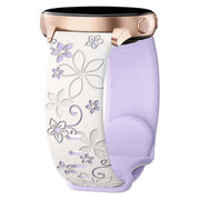 20mm Two Color Bauhinia Embossed Silicone Watch Band(White Purple)
