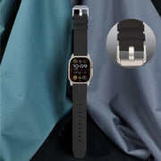 For Apple Watch 46mm / 49mm / 45mm / 44mm Titanium Buckle Nappa Genuine Leather Watch Band(Black)
