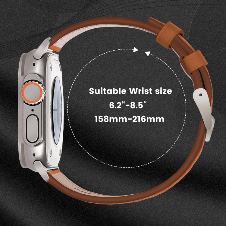 For Apple Watch 46mm / 49mm / 45mm / 44mm Titanium Buckle Nappa Genuine Leather Watch Band(Brown)
