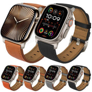 For Apple Watch 46mm / 49mm / 45mm / 44mm Titanium Buckle Nappa Genuine Leather Watch Band(Grey)