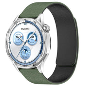 22mm Cloud Wood Grain Silicone Magnetic Watch Band(Dark Green Black)