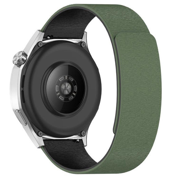 22mm Cloud Wood Grain Silicone Magnetic Watch Band(Dark Green Black)