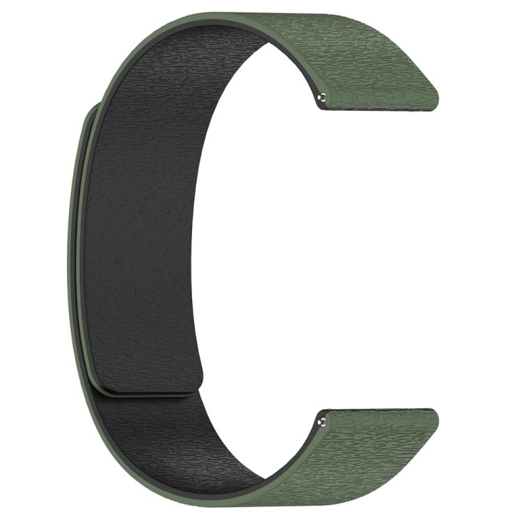 22mm Cloud Wood Grain Silicone Magnetic Watch Band(Dark Green Black)