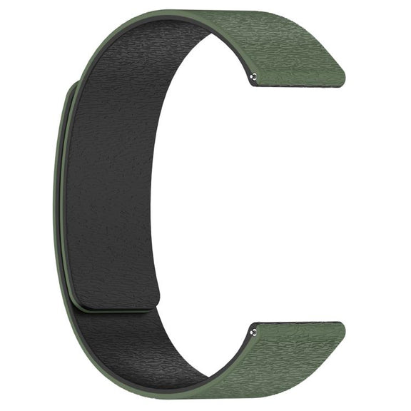 22mm Cloud Wood Grain Silicone Magnetic Watch Band(Dark Green Black)