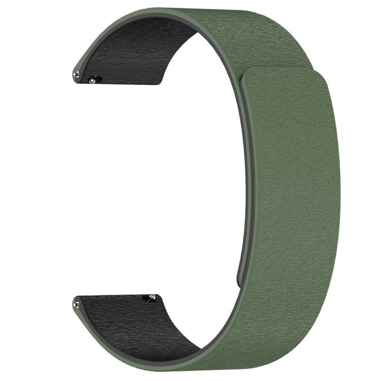 22mm Cloud Wood Grain Silicone Magnetic Watch Band(Dark Green Black)
