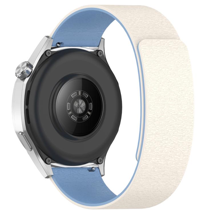 22mm Cloud Wood Grain Silicone Magnetic Watch Band(Antique White Blue)