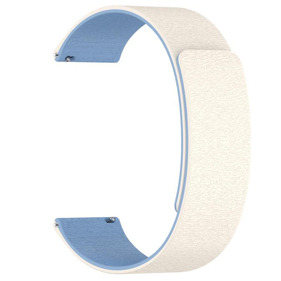 22mm Cloud Wood Grain Silicone Magnetic Watch Band(Antique White Blue)