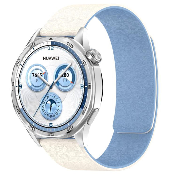 22mm Cloud Wood Grain Silicone Magnetic Watch Band(Antique White Blue)