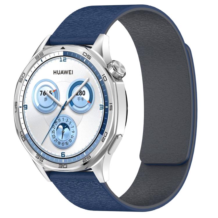 22mm Cloud Wood Grain Silicone Magnetic Watch Band(Midnight Blue Grey)