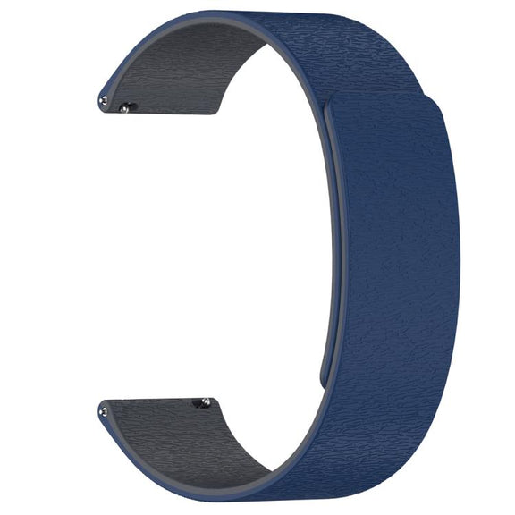 22mm Cloud Wood Grain Silicone Magnetic Watch Band(Midnight Blue Grey)