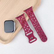 For Apple Watch 42mm / 41mm / 40mm / 38mm Dog Paw Bones Butterfly Buckle Silicone Watch Band(Black)