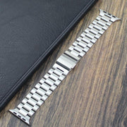 For Apple Watch 46mm / 49mm / 45mm / 44mm Norman Clasp Three-Link Stainless Steel Watch Band(Silver)