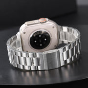 For Apple Watch 46mm / 49mm / 45mm / 44mm Norman Clasp Three-Link Stainless Steel Watch Band(Silver)