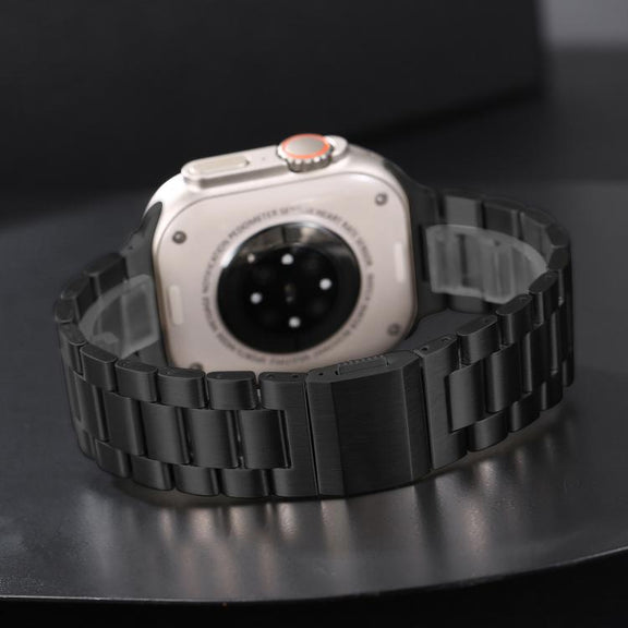 For Apple Watch 46mm / 49mm / 45mm / 44mm Norman Clasp Three-Link Titanium Alloy Watch Band(Black)
