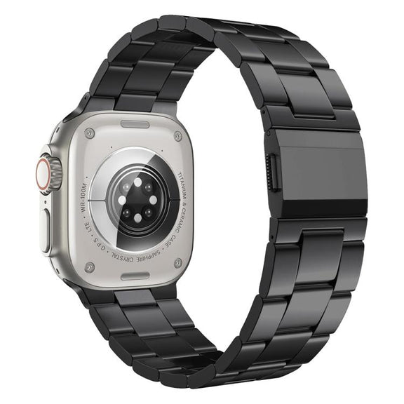 For Apple Watch 46mm / 49mm / 45mm / 44mm Norman Clasp Three-Link Titanium Alloy Watch Band(Black)