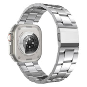 For Apple Watch 46mm / 49mm / 45mm / 44mm Norman Clasp Three-Link Titanium Alloy Watch Band(Silver)
