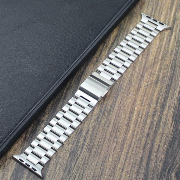 For Apple Watch 46mm / 49mm / 45mm / 44mm Norman Clasp Three-Link Titanium Alloy Watch Band(Silver)