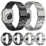 For Apple Watch 46mm / 49mm / 45mm / 44mm Norman Clasp Three-Link Titanium Alloy Watch Band(Silver)
