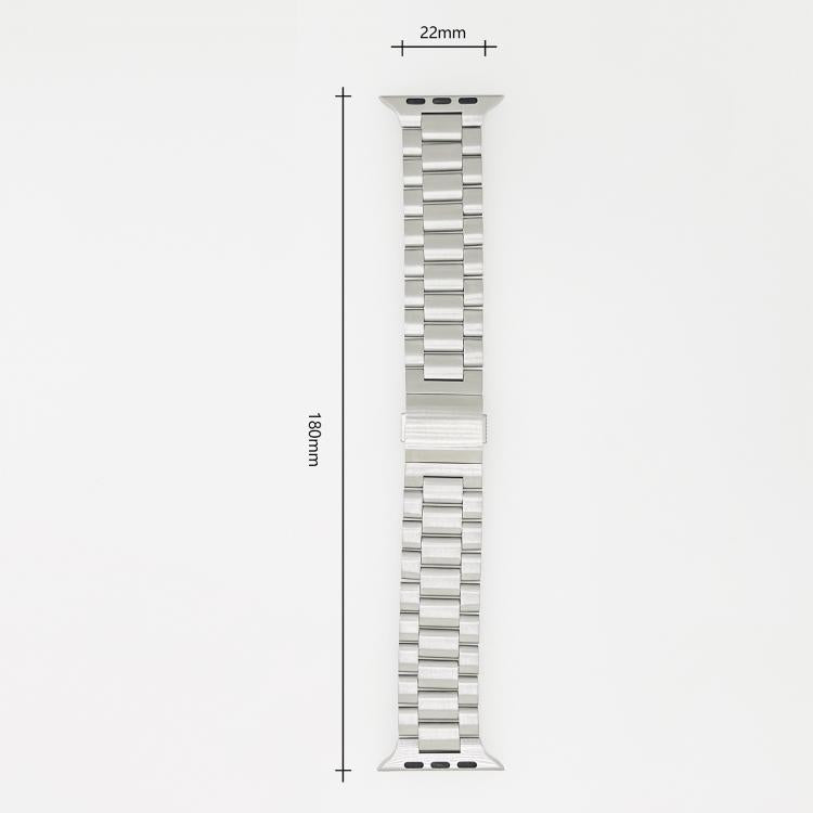 For Apple Watch 46mm / 49mm / 45mm / 44mm Norman Clasp Three-Link Titanium Alloy Watch Band(Silver)