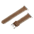 For Apple Watch 46mm / 49mm / 45mm / 44mm Retro Stitched Wool Genuine Leather Watch Band(Beige Brown) - free shipping - PMc TechLife - Order now!