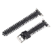 For Apple Watch 42mm / 41mm / 40mm / 38mm Retro Stitched Wool Genuine Leather Watch Band(Black)