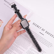 For Apple Watch 42mm / 41mm / 40mm / 38mm Retro Stitched Wool Genuine Leather Watch Band(Black)