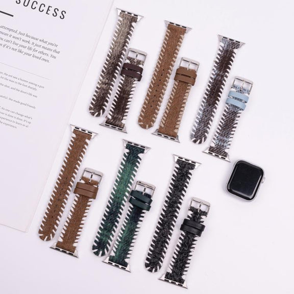 For Apple Watch 46mm / 49mm / 45mm / 44mm Retro Stitched Wool Genuine Leather Watch Band(White Brown)