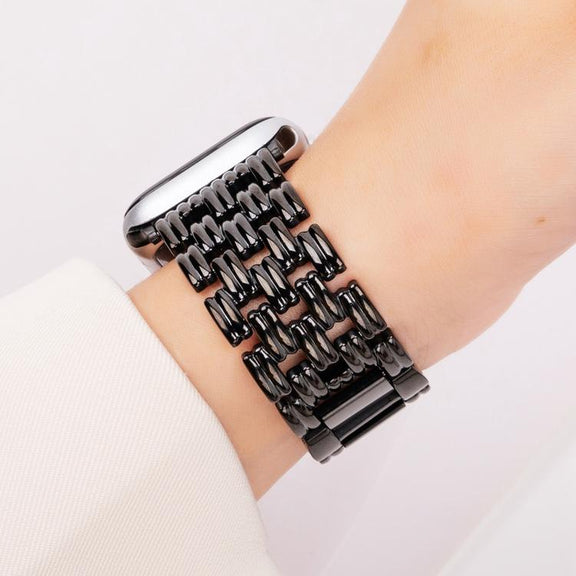 For Apple Watch 46mm / 49mm / 45mm / 44mm Five-bead Stripe Stainless Steel Watch Band(Black)