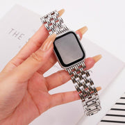 For Apple Watch 46mm / 49mm / 45mm / 44mm Five-bead Stripe Stainless Steel Watch Band(Silver)