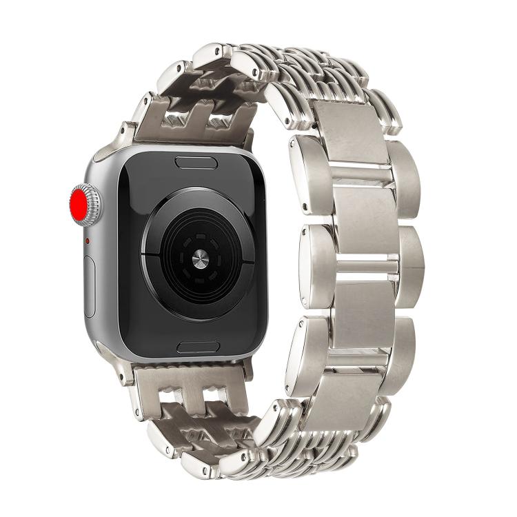 For Apple Watch 46mm / 49mm / 45mm / 44mm Five-bead Stripe Stainless Steel Watch Band(Starlight)