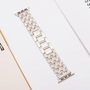 For Apple Watch 46mm / 49mm / 45mm / 44mm Five-bead Stripe Stainless Steel Watch Band(Starlight)