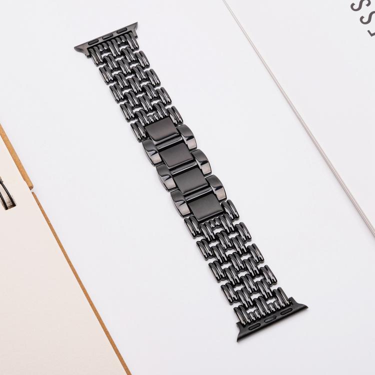 For Apple Watch 42mm / 41mm / 40mm / 38mm Five-bead Stripe Stainless Steel Watch Band(Black)
