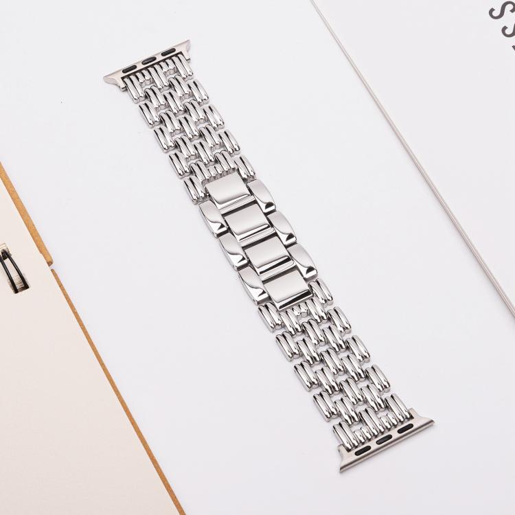 For Apple Watch 42mm / 41mm / 40mm / 38mm Five-bead Stripe Stainless Steel Watch Band(Silver)