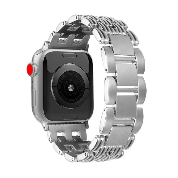 For Apple Watch 42mm / 41mm / 40mm / 38mm Five-bead Stripe Stainless Steel Watch Band(Silver)