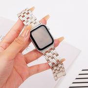 For Apple Watch 42mm / 41mm / 40mm / 38mm Five-bead Stripe Stainless Steel Watch Band(Starlight)