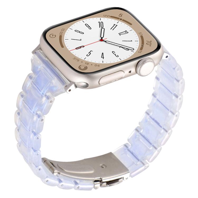 For Apple Watch 46mm / 49mm / 45mm / 44mm Small Waist Rhombus Three-bead Resin Watch Band(Gradient Blue)